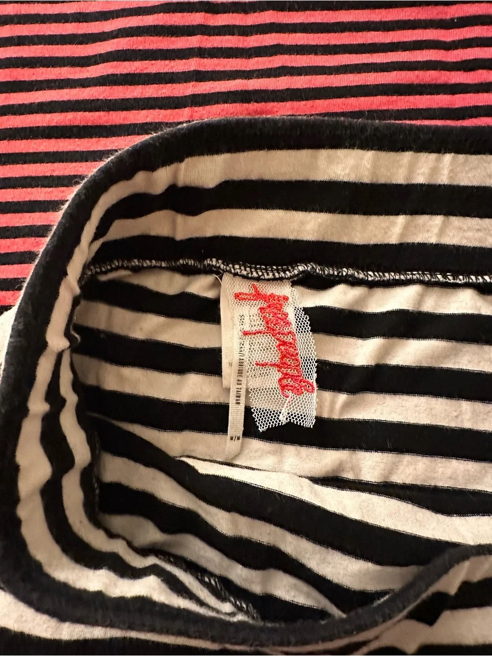 VTG Free People 1990’s Boho Striped Skirt Black, Cream, Cherry Red S